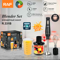 Mixeur Plongeant Électrique RAF 4-en-1, 800W, en Acier Inoxydable, avec Bol de 600ml pour Cuisine