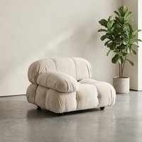 Canapé VONLIVA de style nordique avec structure en bois et tissu, coussins rembourrés en éponge, inspiré de l'Amérique, luxe léger, blanc, assise moelleuse pour salon