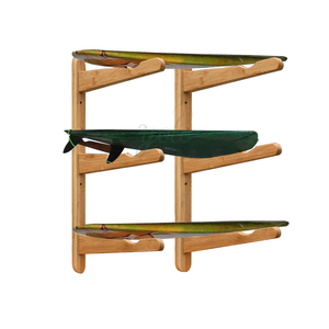 Estante de almacenamiento de tabla de surf multifunción minimalista sostenible montado en la pared de bambú resistente de 3 niveles para uso doméstico - Product Image 1