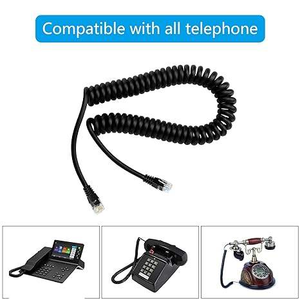 Câble <span class=keywords><strong>téléphonique</strong></span> spiralé noir, blanc, gris <span class=keywords><strong>RJ11</strong></span> 4P4C pour téléphone, modem, télécopieur - Product Image 4