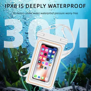 Universele Pvc Spons Waterdichte Telefoon Etui Dubbele Haak Drijvende Waterdichte Swim Telefoon Case Ipx8 Droge Tas Voor Vakantie