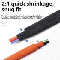 2x Gaine thermorétractable tressée ignifuge en textile, résistante à l'eau, à l'huile et aux hautes températures pour câbles automobiles