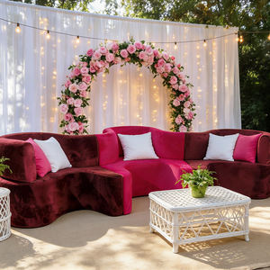 Nuevo Diseño de Moda, Sofá Seccional Modular Curvo Tapizado en Terciopelo de Forma Irregular con Múltiples Asientos para Bodas - Product Image 2