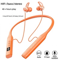 Écouteurs Sportifs Stéréo HIFI à Basses Puissantes Orange, 40+ Heures d'Autonomie, Réduction du Bruit, Mains Libres Mobile, Casque Tour de Cou