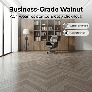 Suelo <span class=keywords><strong>de</strong></span> <span class=keywords><strong>Madera</strong></span> Dura <span class=keywords><strong>de</strong></span> Nogal Negro Oscuro <span class=keywords><strong>de</strong></span> Lujo, Multicapa, Diseño en Espiga, Núcleo <span class=keywords><strong>de</strong></span> Abedul Ruso, 18 mm, Certificado E0, para Exteriores - Product Image 1