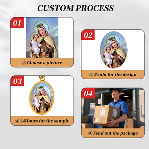 قلادة قلادة حظ من الفولاذ المقاوم للصدأ مع صورة قديسة ، قلادة بيضاوية مع صورة قديسة ، خدمة صنع قالب مخصص للنساء المسيحيات - Product Image 4