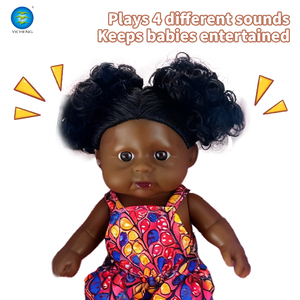 2024 New 8 Inch Sống Động Như Thật Vinyl Trẻ Sơ Sinh Bé Phi Búp Bê Màu Đen Dễ Thương Bé Búp Bê Với Mái Tóc Xoăn Vinyl Búp Bê Với 4 IC - Product Image 5