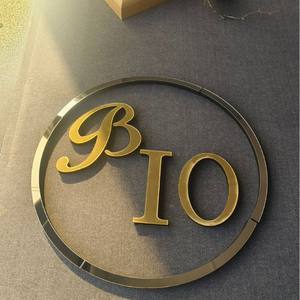 Vendita calda di 70cm cerchio 3D specchio acrilico fai da te lettera Logo negozio nome cerchio rotondo adesivo da parete <span class=keywords><strong>con</strong></span> schiuma Dia 50cm 80cm - Product Image 2