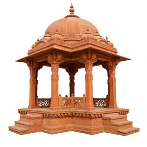 Magnifique pavillon dôme en grès rouge sculpté à la main, style indien, pour aménagement de jardins et de propriétés de luxe - Product Image 2