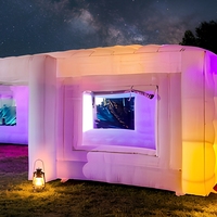 Tente cube LED gonflable en bâche PVC double couche personnalisable, imperméable et résistante au vent, idéale pour les expositions, événements et mariages