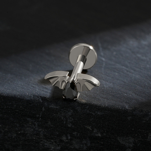 أقراط زيركون خفاش قوطي مرصعة بالتيتانيوم دايث أقراط هالوين مسمار ظهر مسطح مجوهرات غضروف الأذن - Product Image 3