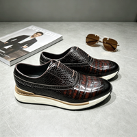 1 paire MOQ, chaussures décontractées pour hommes en cuir de haute qualité à semelle épaisse, baskets en cuir à motif crocodile, chaussures habillées décontractées pour affaires
