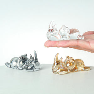 Figuras de Rinoceronte de Cristal en 4 Colores, Coleccionables, Ecológicas, Mini Bola Pulida para Decoración de Mesa y Hogar - Product Image 2