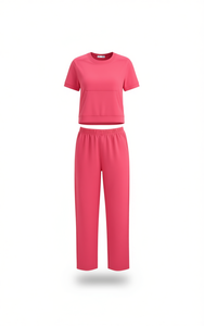 Tc263 2 Completo Tuta Casual da Donna a Maniche Corte Girocollo Tinta Unita Traspirante Leggero in Spandex Poliestere Lunghezza Intera - Product Image 1