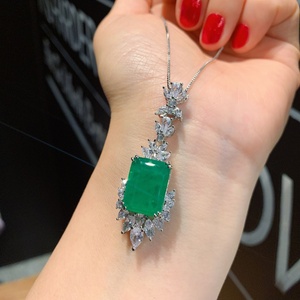 Wholesale Bulk Buyers Eco-friendly Copper 12*16MM Green Zircon Creative Full Diamond Jewelry Sets Fashion for Women - Product Image 3
