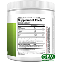 Poudre Super Greens Premium OEM, Superaliment, 20+ Poudres de Légumes Verts, Aliments Entiers, Extrait d'Herbe de Blé, Spiruline, Chlorelle