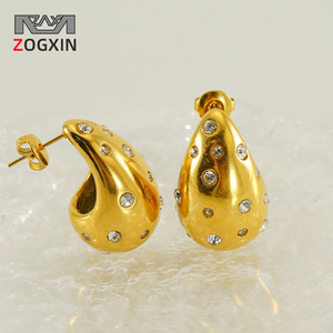 ZOGXIN Teardrop Earrings 18K Gold Inlaid With Crystals Drop Earrings For Women Everyday Wear - Product Image 1