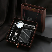 Set Hadiah Dompet Jam Tangan Kustom Grosir Mewah Ringan untuk Promosi, Set Hadiah Bisnis Korporat Pria
