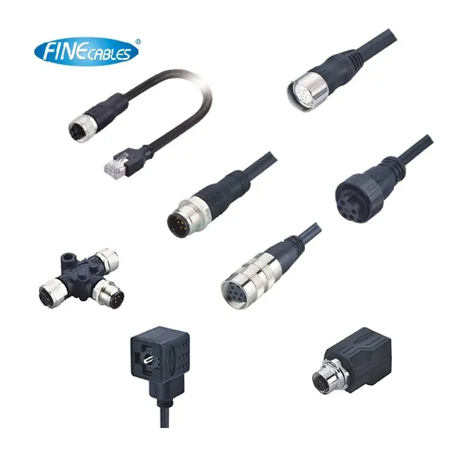 Finecables conector elétrico, push, aviação, à prova d' água, m5/m8/m12, fêmea/macho