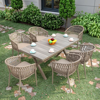 Vente en gros de meubles de patio en corde pour hôtel et restaurant ensemble de chaises de jardin en corde et en aluminium