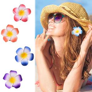 Pince à Cheveux Artisanale Fleur d'Œuf Rose Artificielle Frangipanier 4-11CM pour Vacances en Bord de Mer - Product Image 2