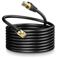 Kabel Patch Cat8 S/FTP RJ45 40Gbps 2000MHz 26AWG Tembaga Murni Berpelindung untuk Server & Pusat Data, Selubung PVC/LSZH