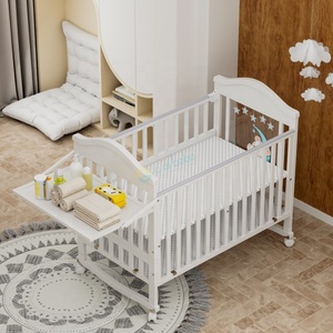 Cuna de Madera para Bebé de Alta Calidad, Ajustable en 3 Niveles de Altura, Convertible en Cama de Lado con Ruedas - Product Image 1