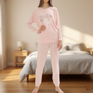 Ensemble de pyjama pour femmes à manches courtes imprimé floral en jersey 100% coton - Product Image 2