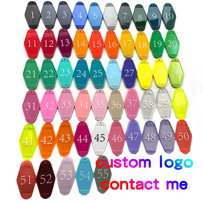 Логотип на заказ, Цветной Материал, рекламный пустой пластиковый Ретро винтажный брелок для мотелей, комнат, отелей