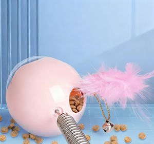 Varita de plumas largas más nueva, palo de teaser para gatos, juguete interactivo para gatos de interior, taza de succión, juguete de comida para fugas de gatos - Product Image 5