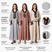 Abaya longue et élégante YSYL, brodée sur mesure, avec motifs floraux, pour le Ramadan, modeste, fluide, pleine longueur, non transparente pour femme