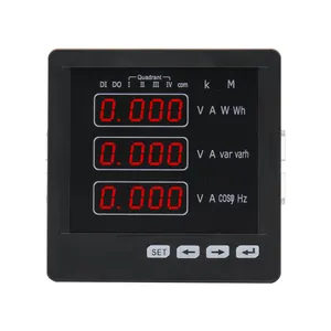Meteran listrik voltmeter panel meter digital, pengukur Amper tiga fase Multimeter Digital