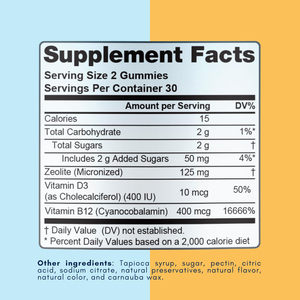 OEM ODM Natural Zeolita Detox Gummies Niños Heavy Metal Micronizado Zeolita Vitamina D3 B12 - Product Image 2