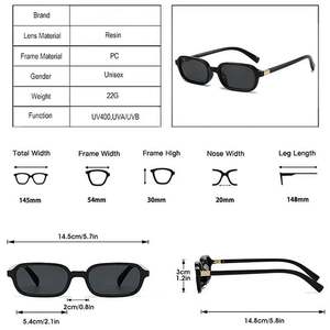 Lunettes de soleil rectangulaires noires vintage pour femmes 2025, UV400, petite monture, style punk, lunettes carrées pour femmes - Product Image 6