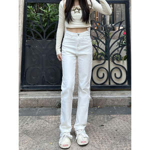 กางเกงยีนส์ทรงตรงสำหรับผู้หญิง ฤดูใบไม้ผลิ/ฤดูใบไม้ร่วง ปี 2025 เอวสูง ทรงสลิม ยืดได้ ทรงซิกarette ขาแคบ/ขากว้าง ออกแบบมาสำหรับรูปร่างทรงลูกแพร์ - Product Image 2