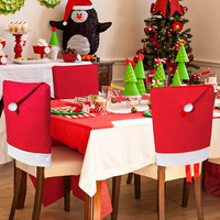 Weihnachtsmützen-förmiges Stuhlset, Stuhlbezug, für Zuhause und Restaurant, Weihnachtliche Esstisch-Atmosphäre-Dekoration, Party-Dekoration