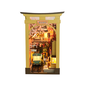 Hongda M2211 <span class=keywords><strong>Sakura</strong></span> vacances 2023 nouveau kit de coin de livre miniature bricolage 3d puzzle coin de livre en bois avec lumière - Product Image 1