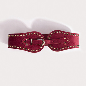 <span class=keywords><strong>Ceinture</strong></span> large élastique en <span class=keywords><strong>daim</strong></span> avec rivets pour <span class=keywords><strong>femme</strong></span>, élégante et ajustable - Product Image 2