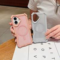 Coque de téléphone magnétique transparente mate à paillettes, antichoc aux quatre coins, pour iPhone 17 18 16