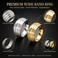 Großhandel Edelstahl Breiter Ring 18K Gold Kuppelform Herren Damen Mode Statement-Ring OEM Großbestellung