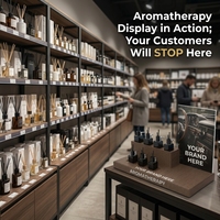 Support de présentation en bois haut de gamme pour diffuseur d'arômes, huiles essentielles, bougies et produits de soins personnels – Idéal pour la vente au détail