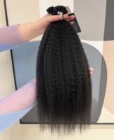 Vente en gros 100% Raw Remy péruvienne kératine pointe plate Extension de cheveux doux crépus droite cheveux humains