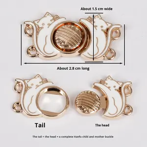Hanfu Metal botones a presión Retro Stand <span class=keywords><strong>Collar</strong></span> doble botonadura nube hombro hebilla pequeño rectángulo gato cierre para estilo antiguo - Product Image 3