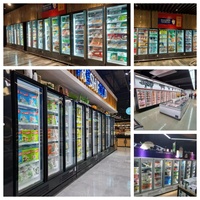 Réfrigérateur vertical à triple porte avec vitrine en verre, refroidissement par air, pour boissons, supermarché, LED, sans givre
