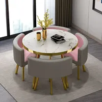 Table à manger ronde de luxe de haute qualité avec chaises en métal MDF bois pour salon Restaurant Bar bureau 1 Table 4 chaises