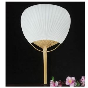 Abanico de Papel Uchiwa de Bambú Chino Ecológico, Decoración Blanca para Bodas con Técnica de Tallado Floral para Fiestas y Eventos - Product Image 2