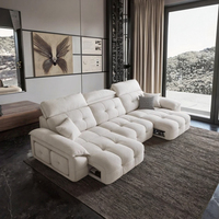 Canapé modulaire inclinable moderne à trois places en tissu chenille, avec pieds en bois électriques et rembourrage en éponge, idéal pour appartement et villa, salon.