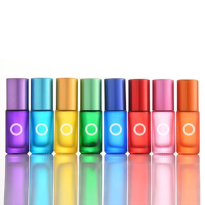 In magazzino 10ml 5ml Frost vetro rullo bottiglie di colore arcobaleno vuoto rotolo di profumo bottiglie per crema e cosmetici - Product Image 5