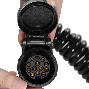 7 Pin Spiral Trailer <b>Plug</b> Connector Black Coiled Cable For RV <b>Adapter</b> EA1734 - Product Image 3