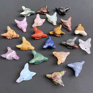 1.5 pollici misto cristallo di quarzo naturale Semi-preziosa pietra artigianato <span class=keywords><strong>lupo</strong></span> testa ciondolo per collana gioielli - Product Image 5